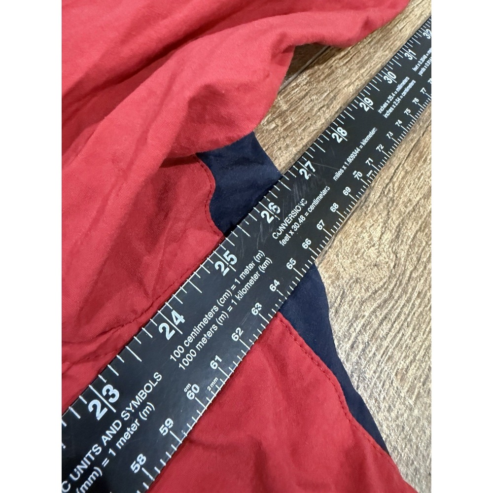 Vintage 90s Timberland Windbreaker Jacket Leather Trim Red Large Hooded - Picture 8 of 9